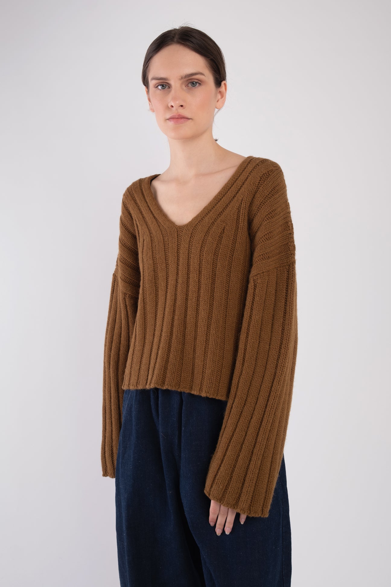 Golden Cropped Rib Pullover