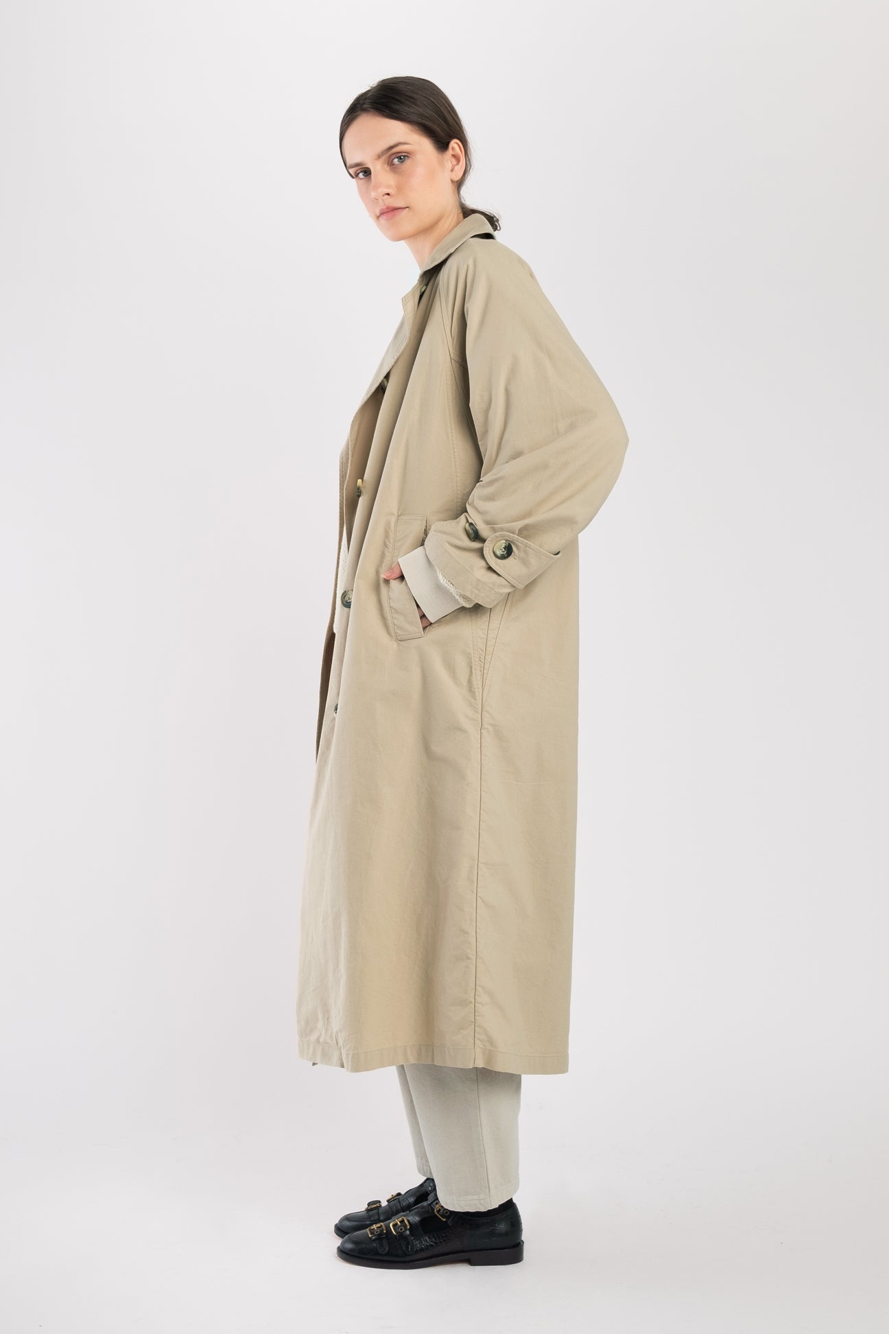 Taupe Seamed Trench